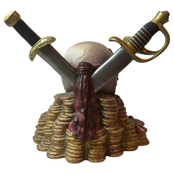 Pirates of the Caribbean Disney Store Plastic Coin Bank Skull Treasure with Plug - Picture 8 of 16